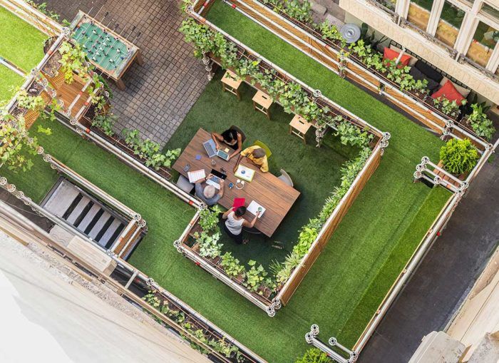 Indoor patio in coworking in Madrid